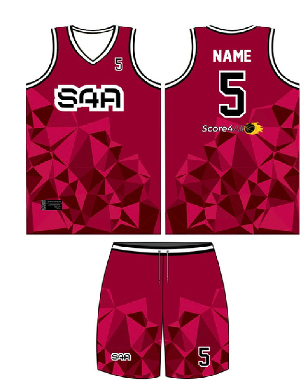 S4A Jersey Design #619 — front, back and matching shorts