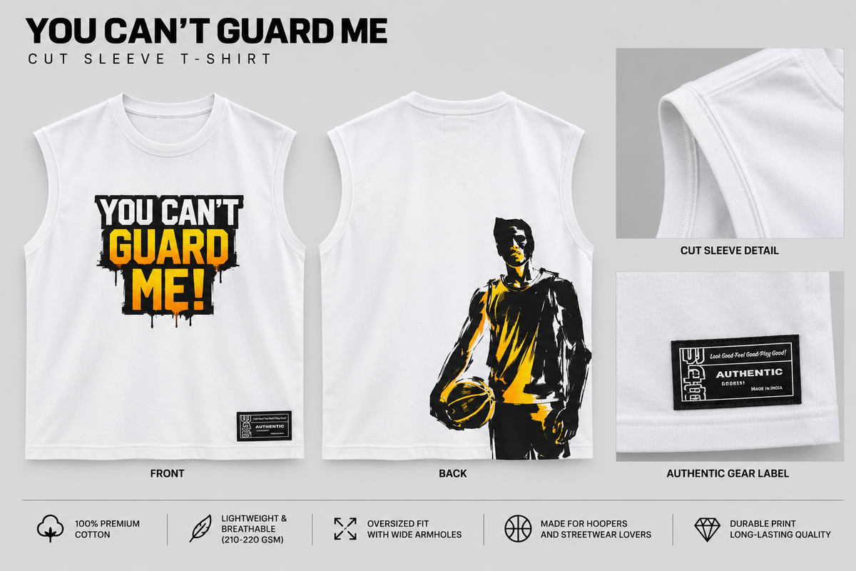 You Can't Guard Me sleeveless front back and Authentic Gear label