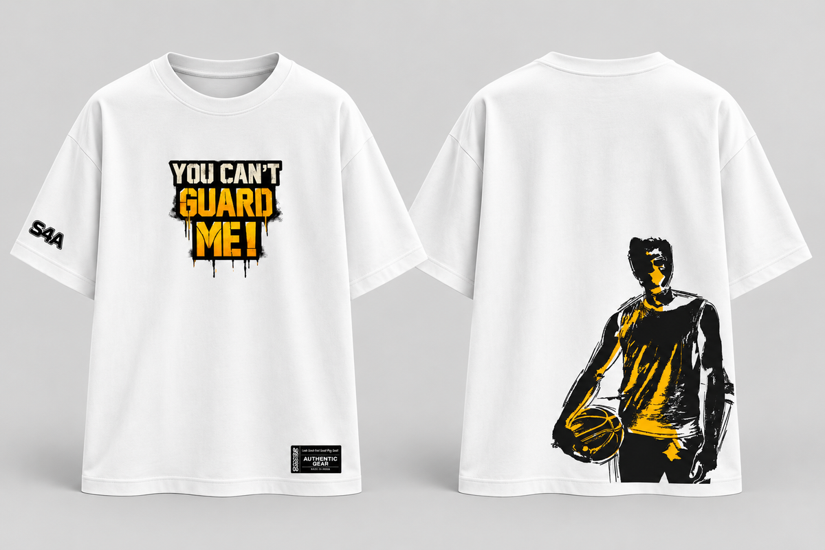 You Can't Guard Me white T-shirt front and back updated S4A design